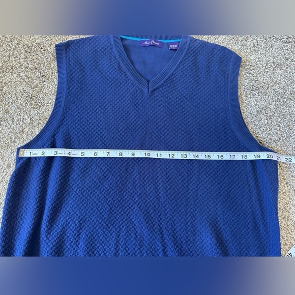 Alan flusser blue large vneck sweater vest 100% Cotton - Picture 6 of 7